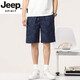 
JEEP SPIRIT light luxury high-end men's shorts for summer thin loose cotton printed beach casual five-point mid-pants men's new product 9215 Navy L [111-125Jin[Jin equals 0.5 kg]]