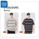 
King of King of Trueves endorsed by American striped short-sleeved T-shirt for men 2025 summer trendy brand loose large-size round neck top for men KLB699 white 3XL