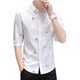 L Lilang's [Brand Brochure Code Break] Seven-Class Sleeve Shirt Men's Ice Silk Short Sleeve Slim Trendy Smooth Shirt 684 Blue L 105-120Jin [Jin equals 0.5 kg]