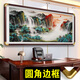 背有靠山图有山无水办公室字画客厅高级感轻奢大气背景墙装饰挂画 流水生财 CT-3532 280*110厘米 红木色（实木边框） （铜色7