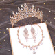 
ShiJUN Adult Gift Crown Three-Piece Set Bridal Headdress Wedding Dress 2025 New Wedding Accessories Wedding Necklace Wedding Birthday King Golden Crown + Earrings Hook (Gift Box Package)