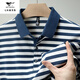 Sept loups Nouveau T-shirt à manches courtes en soie à manches courtes pour hommes d'été d'âge moyen et de papa âgée portent un polo top à rayures minces 829 Gray S 165/105