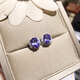Hunter S925 silver inlaid natural tanzanite earrings with main stone 5*7mm fashionable and personalized small fresh female model super beautiful XHF