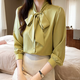 Wanmando European French White White White Femen's Long Bow Chiffon Top Spring y Autumn New Temperament Streamer Base Base White 9276 Modelo XL _115-125Jin [Jin iguala 0.5 kg]