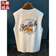 Vancl Loose American Vest Men 2025 Sommer Trend gedrucktes ärmelloses T-Shirt Vest Casual Sports Sweatshirt T-Shirt Männer 9906-1 Weißer regulärer XL für 124-140jin [Jin entspricht 0,5 kg]