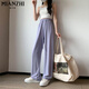 
Cotton ice silk sun protection thin high waist wide-leg pants for women in summer 2025 new drooping casual loose small trousers 701 black [high quality 20.5] XL 126-150Jin [Jin equals 0.5 kg]