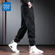 Jeanswest trendy brand overalls for men in spring and autumn new loose legged pants versatile men's casual harem pants black XL (recommended 150-170Jin Jin equals 0.5 kg)