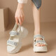 Sipuwang Sportsandalen für Frauen 2025 Sommer Neue hochgelöst dicke alleinige Schwamm-Schwamm-Kuchenschuhe tragen Anti-Rutsch-Strandschuhe Klettverschluss 693 Beige * Fersenheelhöhe 6,5 cm 39