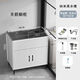 Ye Yu Anti-scratch, wear-resistant, non-stick kitchen stainless steel sink integrated rental house single and double sink household vegetable washing simple dishwashing E0 grade wooden cabinet + stainless steel sink + no faucet White cabinet 50*40 black basin shipped in the whole cabinet