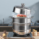 Oaks 28cm three-layer steamer with composite bottom 304 stainless steel three-layer bottom multi-functional visible soup pot cage steamed buns