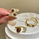 Buck Lemelard Zirconia Tiger Eye Open Ring Women's Niche Versatile Design Index Finger Ring Fashionable and High-end Hand Accessories Ring - Gold - Style 1