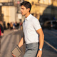Mr. BU Collier breveté Bouton à trois broches EXQUISITE BUSINESS POLO MEN'S SUMME-ABSORBULS ET COULEUR COLLE SUPPLABLE COURT COURT COURVE