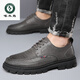 Woodpecker casual leather shoes for men genuine leather spring and summer breathable British business formal wear non-slip work soft sole black big toe trendy shoes black 40