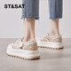 
Saturday;ST/SAT women's shoes for summer thick-soled fisherman's shoes for women 2025 new small fragrance style lace mesh breathable single shoes early autumn sail SSC1112A02 apricot color 5cm height increase and slimming 36
