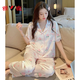 Yalu Bingsi pajamas for women in summer short-sleeved trousers Internet celebrity style 2025 new spring and summer thin home clothing set YFY9905# [short-sleeved trousers] 2XL [Suggested 130-145Jin [Jin equals 0.5 kg]]