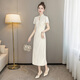 
Silk cypress stand collar cheongsam skirt 2025 summer new women's new Chinese style mid-length dress
