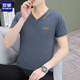 Romon V-Ausschnitt Kurzärärmelte T-Shirt für Männer Sommer V-Ausschnitt V-Ausschnitt mit V-Ausschnitt aus dem weißen Basis-Top Pfirsichkragen Außen T-Shirt Weiß Q693 Schöner neuer Stil l Gewicht 1220