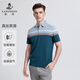 Langden mercerized cotton men's casual striped short-sleeved summer skin-friendly and cool contrasting Polo shirt for men green L
