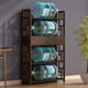 Zhenfu tea rack storage rack multi-layer tea storage cabinet living room small ancient rack tea room tea set rack tea display cabinet brown second floor with drawer 70 long side cabinet no Specifications