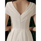 
Chuangjingyi chose white certificate registration engagement small evening dress for women's banquet adult ceremony French host satin birthday long white M