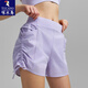 Woodpecker New Women's Sports Shorts Running Anti-Light Drawstring Pleated Yoga Shorts High Waist Belly 2025 Spring and Summer Bean Paste Green S