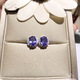 Hunter S925 silver inlaid natural tanzanite earrings with main stone 5*7mm fashionable and personalized small fresh female model super beautiful XHF