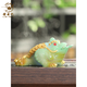 Creative tea pet ornaments golden toad three-legged toad lucky tea tea tray tea table tea accessories luminous color-changing tea play can be raised mtc9 luminous color-changing golden toad