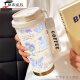 创京懿选网红水杯简约蝴蝶保温杯不锈钢便携双饮咖啡杯2025女吸管水杯子高 BW1049暗粉蝴蝶A+配挂绳 316不锈钢