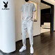 Playboy (Playboy) Suit T-shirt à manches courtes pour hommes à manches courtes pour hommes Slim Fit Men de neuf points de neuf points Sports décontractés en deux pièces White 719 m recommandée 85-105jin [Jin est égal à 0,5 kg]