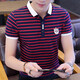 
Busen 2025 shirt, middle-aged and young clothes, casual pure cotton short-sleeved business polo men's summer shirt lapel large size body we7029 stripes white one size m