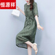 Hengyuanxiang 2025 Summer NUEVO RAMIE JACQUARD Vestido de lino de algodón Atado Commuting Simple Round Polka Dot Floral 6219 Dark Green M