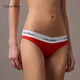 Calvin Klein内衣【明星同款摩登引力带】女士ck提花比基尼三角内裤女F3787AD VO3-胭脂红 1条 M