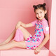 Yingfa new product children's swimsuit girl one-piece sun protection short-sleeved swimsuit boy baby middle and large Y0359 floral/pink (girls) 170 4 yards (height 90-100CM/weight 15-
