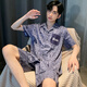 Catman (Miiow) ICE Seidenpyjamas Herren Sommer kurzärmelige Hose dünner Stil für junge Jungen Sommer-Herren-Hauskleidung 2025 Neuer Stil Set 12532 [Yunduo-Baumwollcrepe] l (empfohlene Größe beträgt etwa 170, Gewicht beträgt 100-