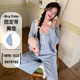 COLORFUL GEMS三件套吊带睡衣女长袖棉质家居服2025甜美性感 smf-A681灰 180 XL