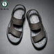 Holzspecker Herrenschuhen Sommer 2025 Neue Sandalen Herrenleder lässig Outdoor Outdoor Outdoor Outdoor Sohle Wear-Resistant Langable und Anti Slip 9715 Black Upgrade 42