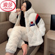 LangSha (LangSha) super thick pajamas for women wearing autumn and winter coral velvet plus velvet three-layer cotton jacket winter flannel home clothing set -6621-[Three-layer plus-thick] M Recommended weight 80-100 Jin [Jin equals 0.5 kg]
