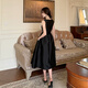 YIOU summer French waist-hugging retro Hepburn style sleeveless vest skirt design sense banquet dress for women slimming 9885 black S