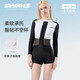 SWANS new product swimsuit women's long-sleeved sun protection 2025 new boxer one-piece swimsuit bathing in hot springs to cover the flesh and slimming swimsuit black and white long-sleeved M