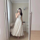 Rongxitu tassel feather dress for women's summer new high-waisted slim super fairy suspender skirt 5009 long S