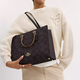 蔻驰（COACH）【全国联保】Maggie现货Logo标志 帆布托特包Tote包购物袋单肩新品25新款正品 黑色 CY677-IMXI8 大号