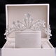 ShiJUN's birthday crown tiara girl's bride 2025 new style wedding dress accessories 18-year-old wedding crown hair crown -09 gold gift box + double-layer hair comb veil