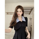 S.Sofea Hepburn Style Black Dress Summer French Temprament Suppend Cover #829 Короткий набор с двумя частями m
