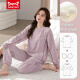 Catman MIIOW pure cotton pajamas with breast pad for women in spring and autumn long sleeves can be worn for women's full cotton home clothing set 9226 (breast-free cotton) M [Suggested 80-105 Jin [Jin equals 0.5 kg]]