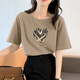 Nosskiss Luxury High-End-Marke Kurzärärmelte Baumwoll-T-Shirt für Frauen 2025 Sommer Neues modisches lockeres schlankes Temperament Vielseitige Top Khaki 724 s