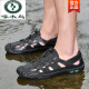 Sandalias de carpintería de carpintería de cuero genuino para hombres zapatos de playa transpirables verano 2025 Nuevos zapatos de agujero hueco de la cabeza al aire libre