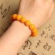 Confucian style, with national inspection certificate, natural raw mineral authentic old beeswax bracelet for men and women, single circle chicken oil yellow beeswax bracelet, old beeswax 18mm (generous men's style)
