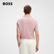 Boss Boss [Geschenk am chinesischen Valentinstag] [Gleiches Modell in Beckham] Herren 25-jähriger Herbst-Leinen-Polo-Shirt 673-Pink L.