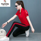 Woodpecker Sportswear Set para mujeres Summer 2025 NUEVA MANGA CORTA CORRIENTE CORPIA PURO SET DOS PIEZAS SET RED 9906 2XL recomendado 125-140Jin [Jin es igual a 0.5 kg]