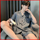 莫代尔睡衣男款夏季冰.丝短袖短裤纯色青年男士夏天薄款可外穿家居服套 (BBA)冰丝 男G723 L (建议身高170左右，体重100-